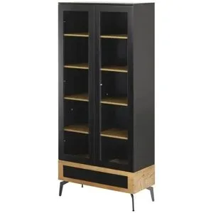 Höffner Vitrine  Enego ¦ schwarz ¦ Maße (cm): B: 90 H: 197 T: 40.0