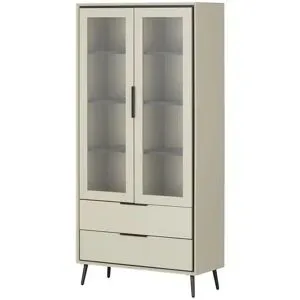 Höffner Vitrine  Arluno ¦ beige ¦ Maße (cm): B: 90 H: 185 T: 38.0