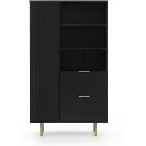 Höffner Highboard  Bianco ¦ schwarz ¦ Maße (cm): B: 80 H: 140