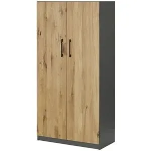 Höffner Aktenschrank mit Massivholzfront SOLIDLine ¦ grau ¦ Maße (cm): B: 80 H: 159,8 T: