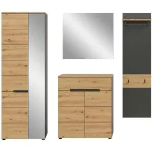 Höffner Garderobenkombination 4-teilig  Canu ¦ grau ¦ Maße (cm): B: 220 H: 190