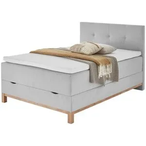 Höffner Boxspringbett mit Bettkasten Catania ¦ grau ¦ Maße (cm): B: 142 H: 116