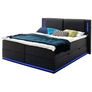 Höffner Boxspringbett mit Stauraum  Brighton ¦ schwarz ¦ Maße (cm): B: 200 H: 117