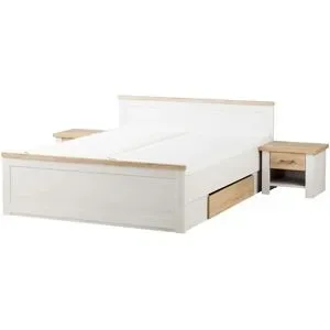 Höffner Bett mit 2 Nachtkommoden  Lancaster ¦ weiß ¦ Maße (cm): B: 306 H: 91