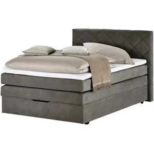 Höffner Boxspringbett mit Bettkasten Princess ¦ grau ¦ Maße (cm): B: 132 H: 116