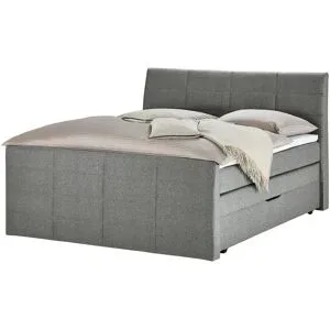 Höffner Boxspringbett mit Bettkasten und Topper Baron ¦ grau ¦ Maße (cm): B: 188 H: 124