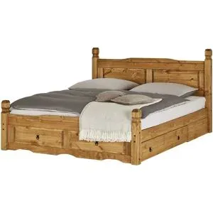 Höffner Massivholz-Bettgestell  Veracruz ¦ holzfarben ¦ Maße (cm): B: 191 H: 116 T: