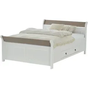 Höffner Bettgestell Massivholz  Fehmarn ¦ weiß ¦ Maße (cm): B: 145 H: 90