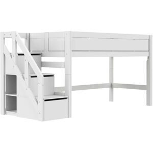 Lifetime halbhohes Bett mit Treppe 120cm  Basis ¦ weiß ¦ Maße (cm): B: 257 H:
