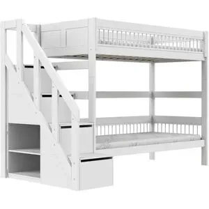 Lifetime Etagenbett mit Treppe  Breeze ¦ weiß ¦ Maße (cm): B: 257 H: 177 T:
