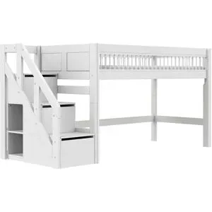 Lifetime Halbhohes Bett mit Treppe  Breeze ¦ weiß ¦ Maße (cm): B: 257 H: 128 T: