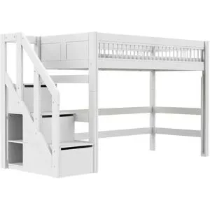 Lifetime Mittelhochbett mit Treppe  Breeze ¦ weiß ¦ Maße (cm): B: 257 H: 152 T: