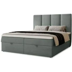 Höffner Boxbett mit Stauraum  Macclesfield ¦ grau ¦ Maße (cm): B: 201 H: 110