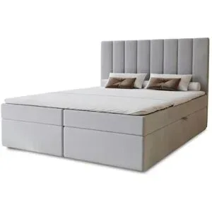 Höffner Boxbett mit Stauraum  Nelia ¦ grau ¦ Maße (cm): B: 142 H: 124