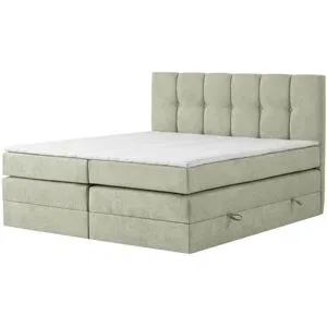 Höffner Boxspringbett mit Bettkasten Leeds ¦ grün ¦ Maße (cm): B: 180 H: 121