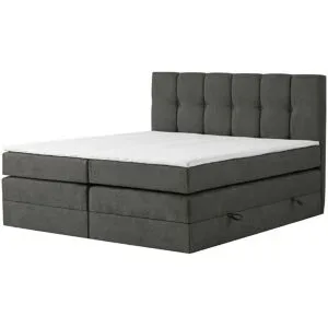 Höffner Boxspringbett mit Bettkasten Leeds ¦ grau ¦ Maße (cm): B: 140 H: 121