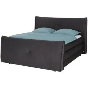 smart Boxspringbett mit Stauraum  Luxus ¦ grau ¦ Maße (cm): B: 214 H: 131