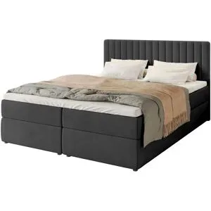 Höffner Boxbett mit Bettkasten und Topper Drayton ¦ schwarz ¦ Maße (cm): B: 140 H: 102