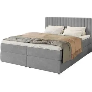 Höffner Boxbett mit Bettkasten und Topper Drayton ¦ grau ¦ Maße (cm): B: 140 H: 102