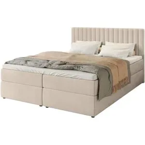 Höffner Boxbett mit Bettkasten und Topper Drayton ¦ beige ¦ Maße (cm): B: 160 H: 102