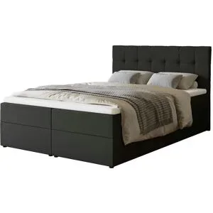 Höffner Boxbett mit Stauraum und Topper Dartford ¦ schwarz ¦ Maße (cm): B: 140 H: 102