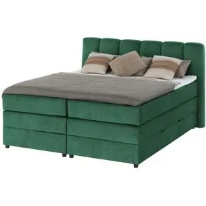 Höffner Boxspringbett mit Bettkasten Claire ¦ grün ¦ Maße (cm): B: 196 H: 115