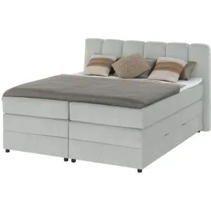 Höffner Boxspringbett mit Bettkasten Claire ¦ grau ¦ Maße (cm): B: 156 H: 115