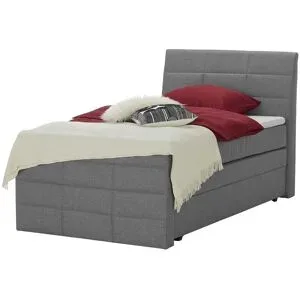 Höffner Boxspringbett mit Bettkasten und Topper Baron ¦ grau ¦ Maße (cm): B: 129 H: 124