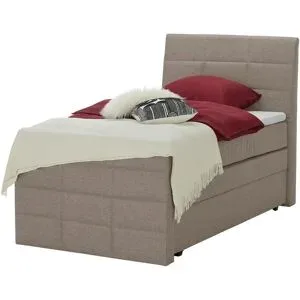 Höffner Boxspringbett mit Bettkasten und Topper Baron ¦ beige ¦ Maße (cm): B: 109 H: 124