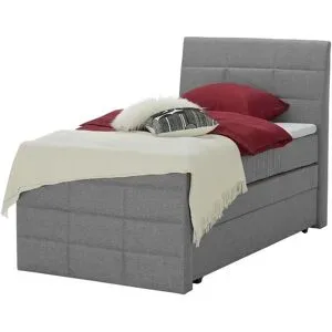 Höffner Boxspringbett mit Bettkasten und Topper Baron ¦ grau ¦ Maße (cm): B: 109 H: 124