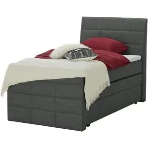Höffner Boxspringbett mit Bettkasten und Topper Baron ¦ schwarz ¦ Maße (cm): B: 109 H: