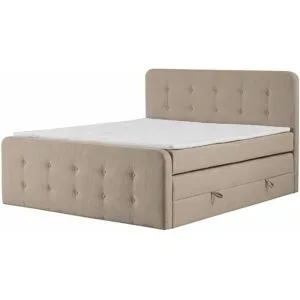 Höffner Boxspringbett mit Bettkasten Neapel ¦ beige ¦ Maße (cm): B: 120 H: 121