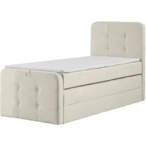 Höffner Boxspringbett mit Bettkasten Neapel ¦ creme ¦ Maße (cm): B: 100 H: 121