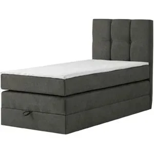 Höffner Boxspringbett mit Bettkasten Leeds ¦ grau ¦ Maße (cm): B: 100 H: 121
