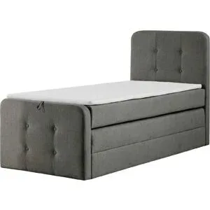 Höffner Boxspringbett mit Bettkasten Neapel ¦ grau ¦ Maße (cm): B: 90 H: 121