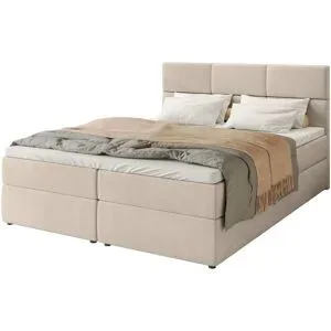 Höffner Boxbett mit Stauraum und Topper Boston ¦ beige ¦ Maße (cm): B: 180 H: 102