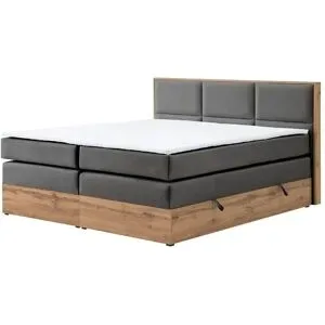 Höffner Boxspringbett mit Bettkasten Vancouver ¦ grau ¦ Maße (cm): B: 160 H: 115