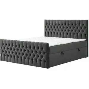 Höffner Boxbett mit Bettkasten und Fußteil Belek King ¦ grau ¦ Maße (cm): B: 200 H: 125