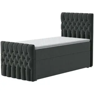 Höffner Boxbett mit Bettkasten und Fußteil Belek King ¦ grau ¦ Maße (cm): B: 90 H: 125