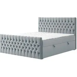Höffner Boxbett mit Bettkasten und Fußteil Belek King ¦ grau ¦ Maße (cm): B: 160 H: 125