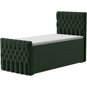 Höffner Boxbett mit Bettkasten und Fußteil Belek King ¦ grün ¦ Maße (cm): B: 100 H: 125