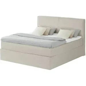 Boxspringbett mit trendigem Keder Boxi ¦ beige ¦ Maße (cm): B: 180 H: 125