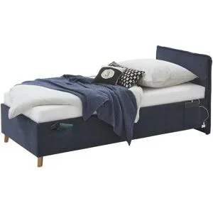 Höffner Polsterbett mit trendiger Kederumrahmung Fun ¦ blau ¦ Maße (cm): B: 103 H: 90