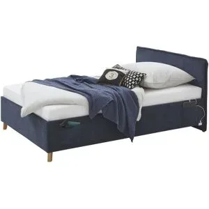 Höffner Polsterbett mit trendiger Kederumrahmung Fun ¦ blau ¦ Maße (cm): B: 133 H: 90
