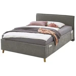 Höffner Polsterbett mit trendiger Kederumrahmung Fun ¦ grau ¦ Maße (cm): B: 133 H: 90