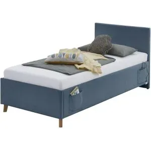 Höffner Polsterbett in Cord Cool ¦ blau ¦ Maße (cm): B: 100 H: 90