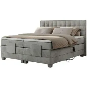 Höffner Motor Boxspringbett mit Bettkasten Elektro ¦ grau ¦ Maße (cm): B: 188 H: 118