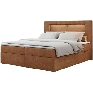 Höffner Boxbett mit Bettkasten Gold 5 ¦ orange ¦ Maße (cm): B: 180 H: 103