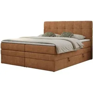 Höffner Boxspringbett mit Bettkasten Luka King ¦ orange ¦ Maße (cm): B: 120 H: 110