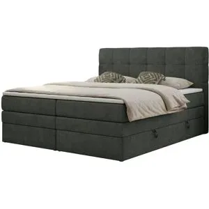 Höffner Boxspringbett mit Bettkasten Luka King ¦ grau ¦ Maße (cm): B: 180 H: 110